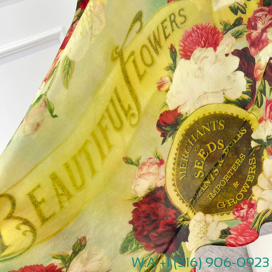 Zimmermann Wonderland Collection Peony Print Green Full Sleeve Long Dress