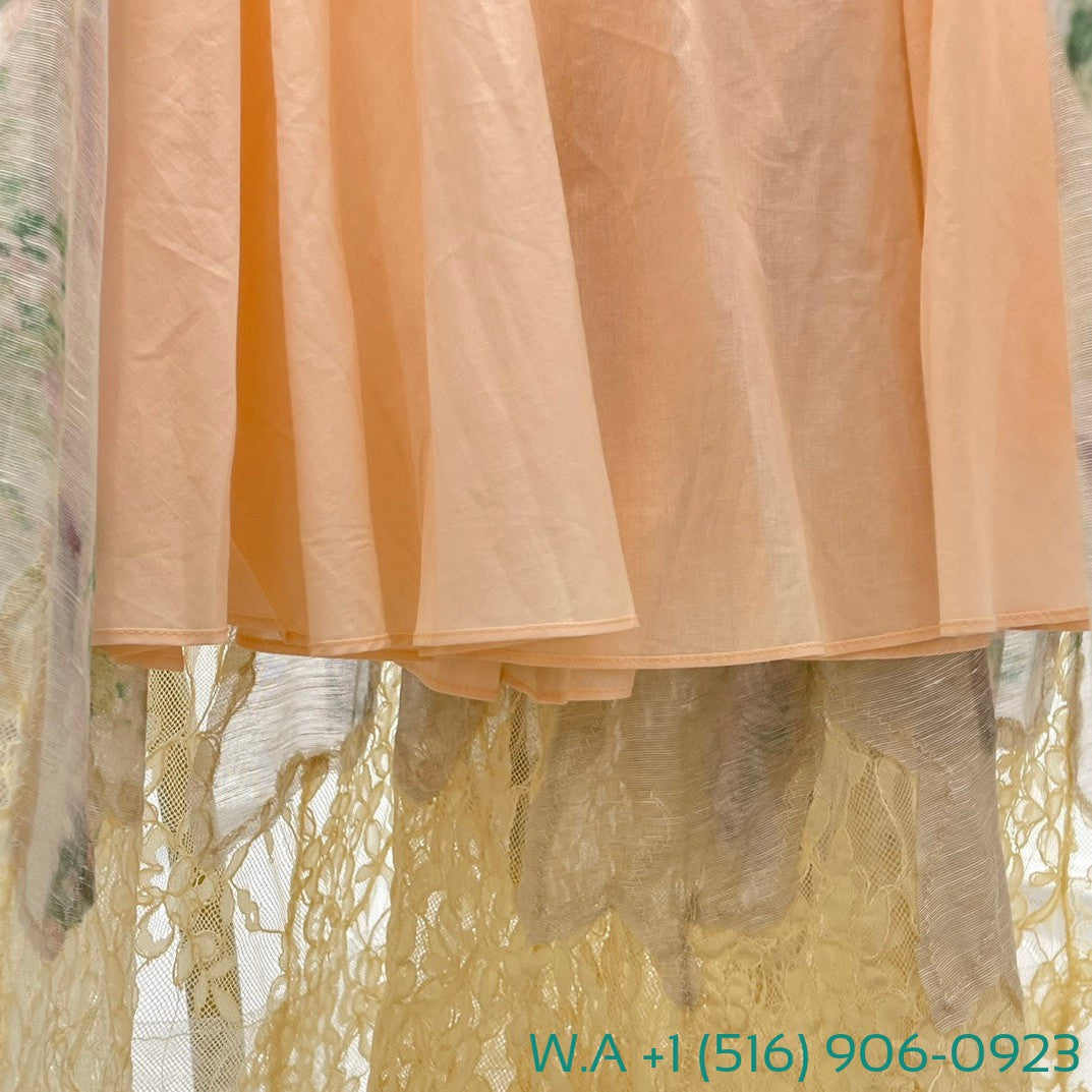 Zimmermann Beige Lace Patchwork Ruched Midi Skirt