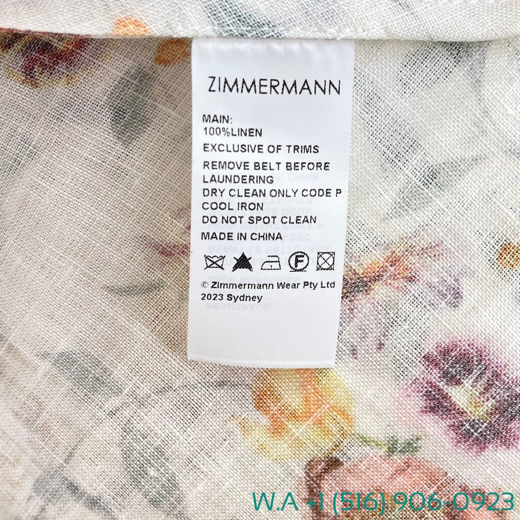 Zimmermann Floral Long Sleeve Mini Wrap Dress