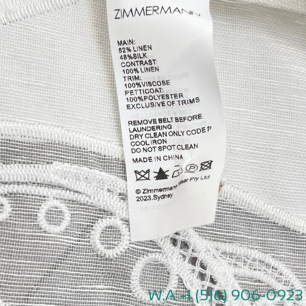 Zimmermann White Long Lantern Sleeve Midi Dress