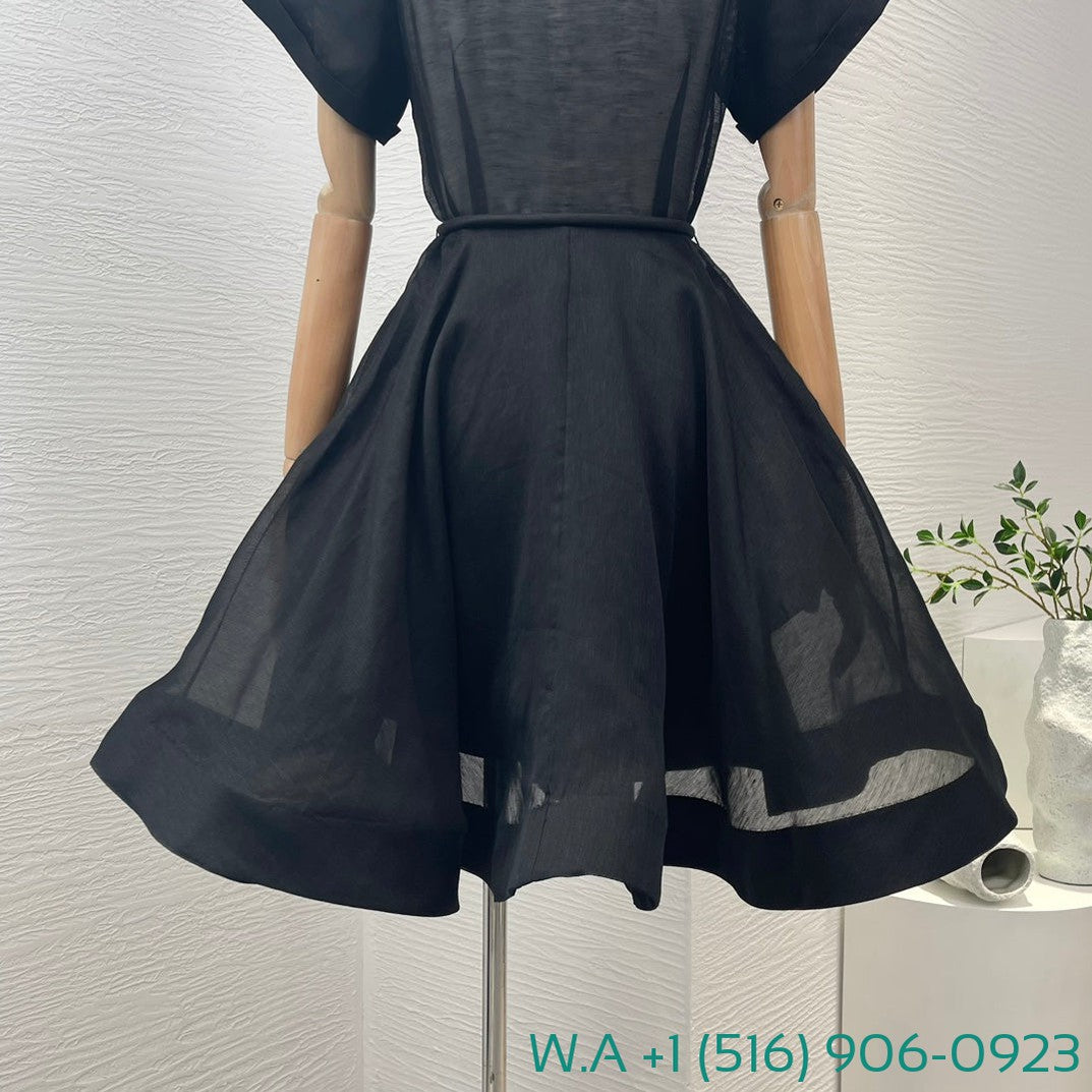 Zimmermann Black Diamonds Tassels Shower Sleeve Mini Dress