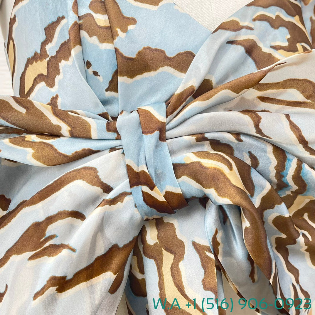 Zimmermann Holiday Blue Silk Bow Tie Strapless Blouse Top