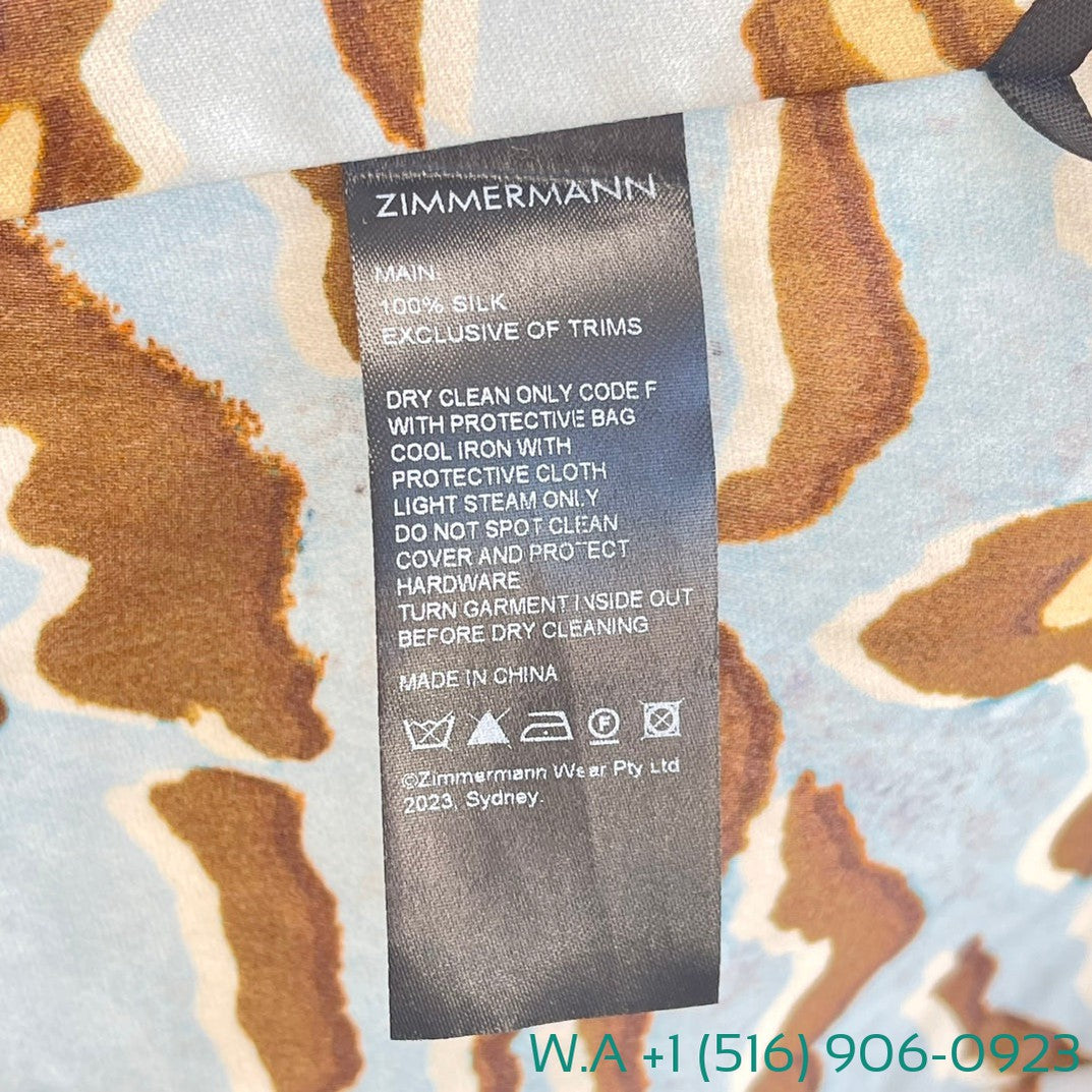 Zimmermann Holiday Blue Silk Bow Tie Strapless Blouse Top