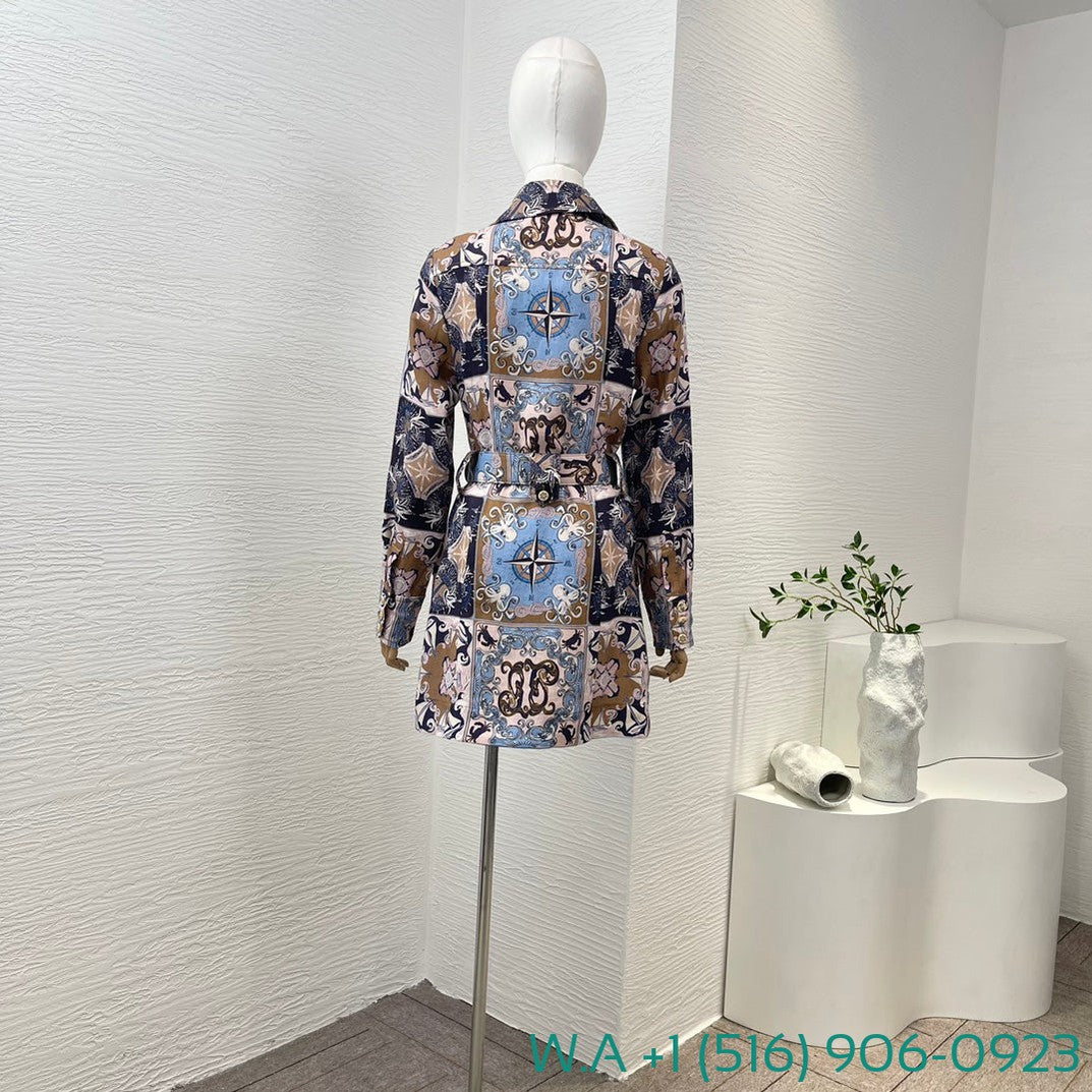 Zimmermann Blue Plaid Turn Down Collar Long Sleeve Mini Dress