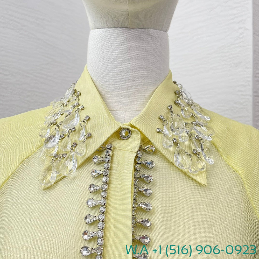 Zimmermann Yellow Short Sleeve Diamonds Shirt