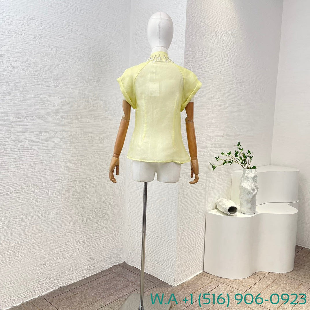 Zimmermann Yellow Short Sleeve Diamonds Shirt