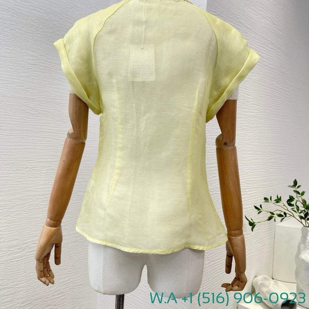 Zimmermann Yellow Short Sleeve Diamonds Shirt