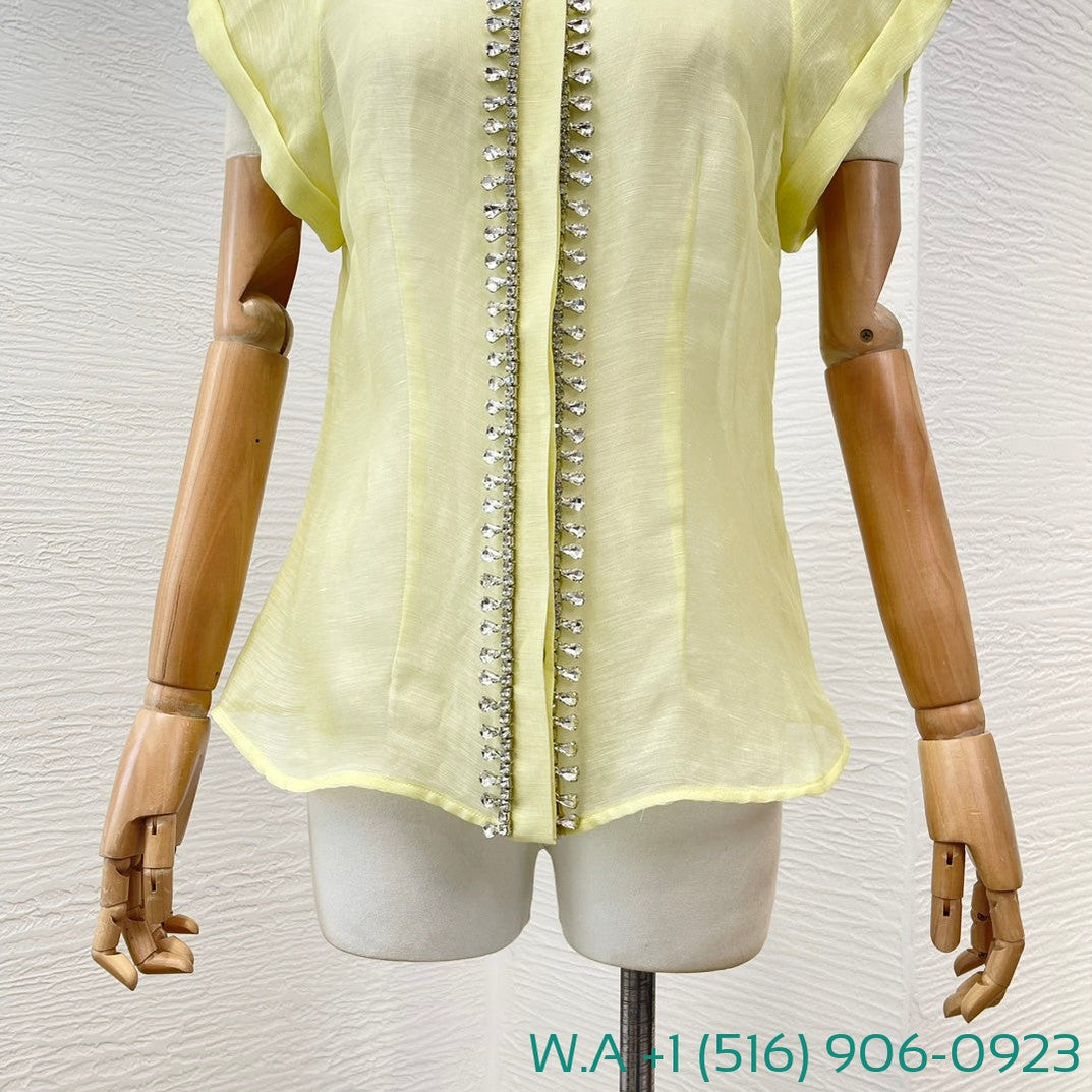 Zimmermann Yellow Short Sleeve Diamonds Shirt
