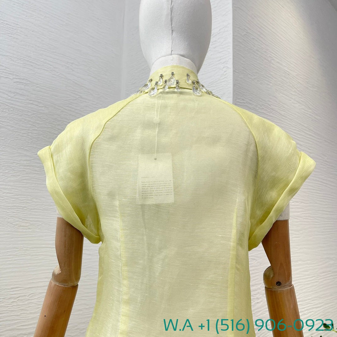 Zimmermann Yellow Short Sleeve Diamonds Shirt