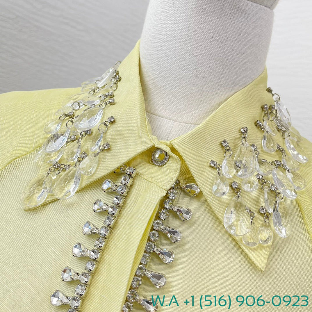 Zimmermann Yellow Short Sleeve Diamonds Shirt