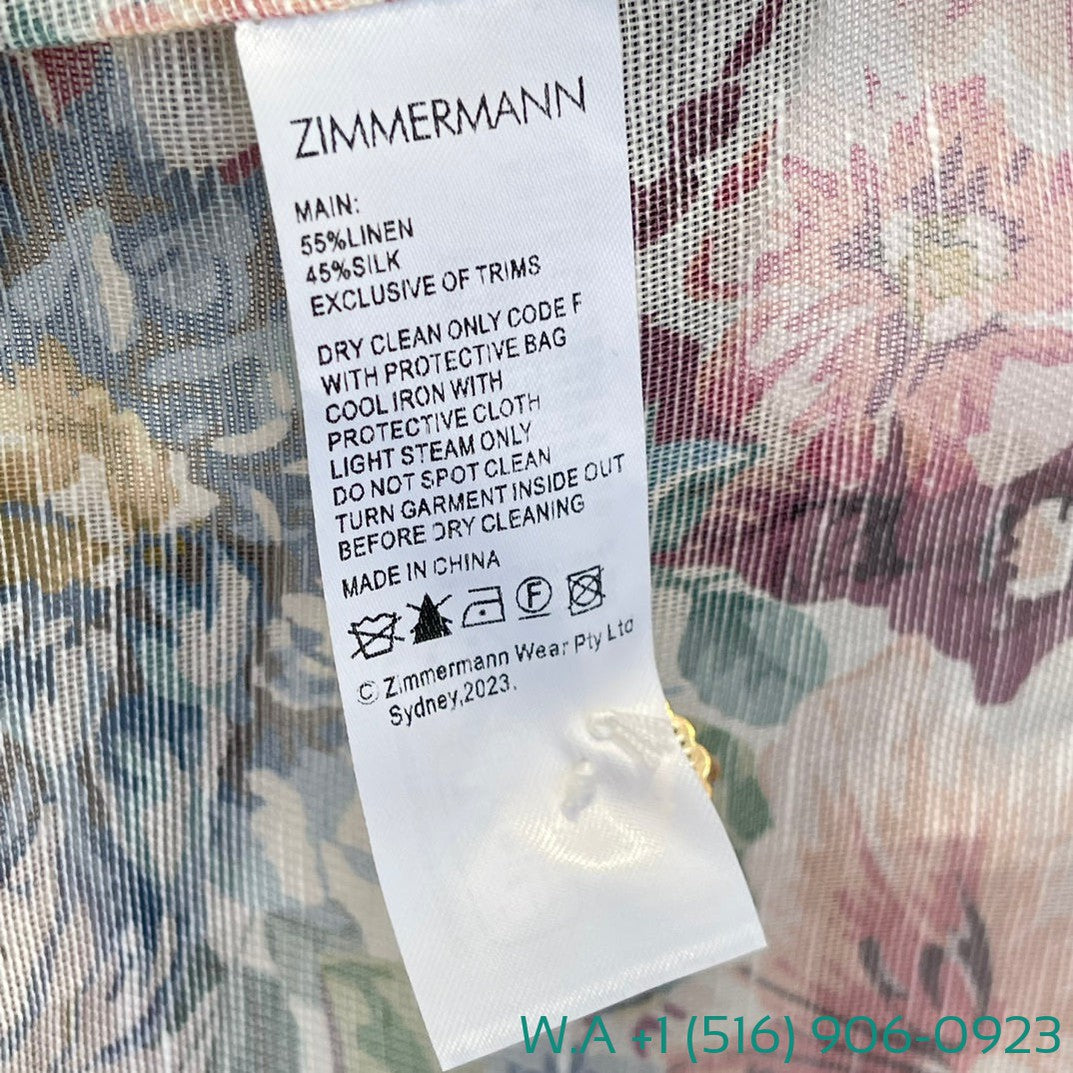 Zimmermann Floral Long Sleeve Patchwork Blouse Tops