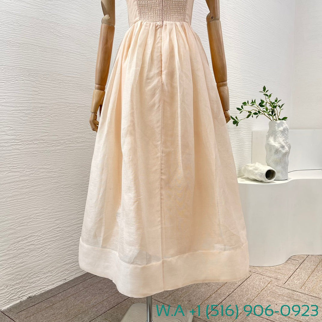 Zimmermann Pink Sleeveless Pleated Sling Midi Dress