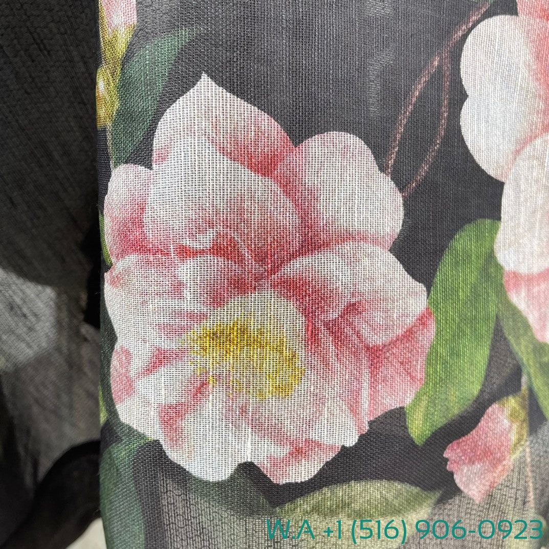Zimmermann Black Camellia Flower Print Long Sleeve Three-Dimensional Small Flower Decoration Mini Dress