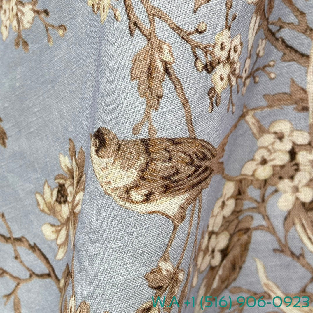 Zimmermann Blue Robin Floral Print Long Sleeve V-Neck Mini Dress