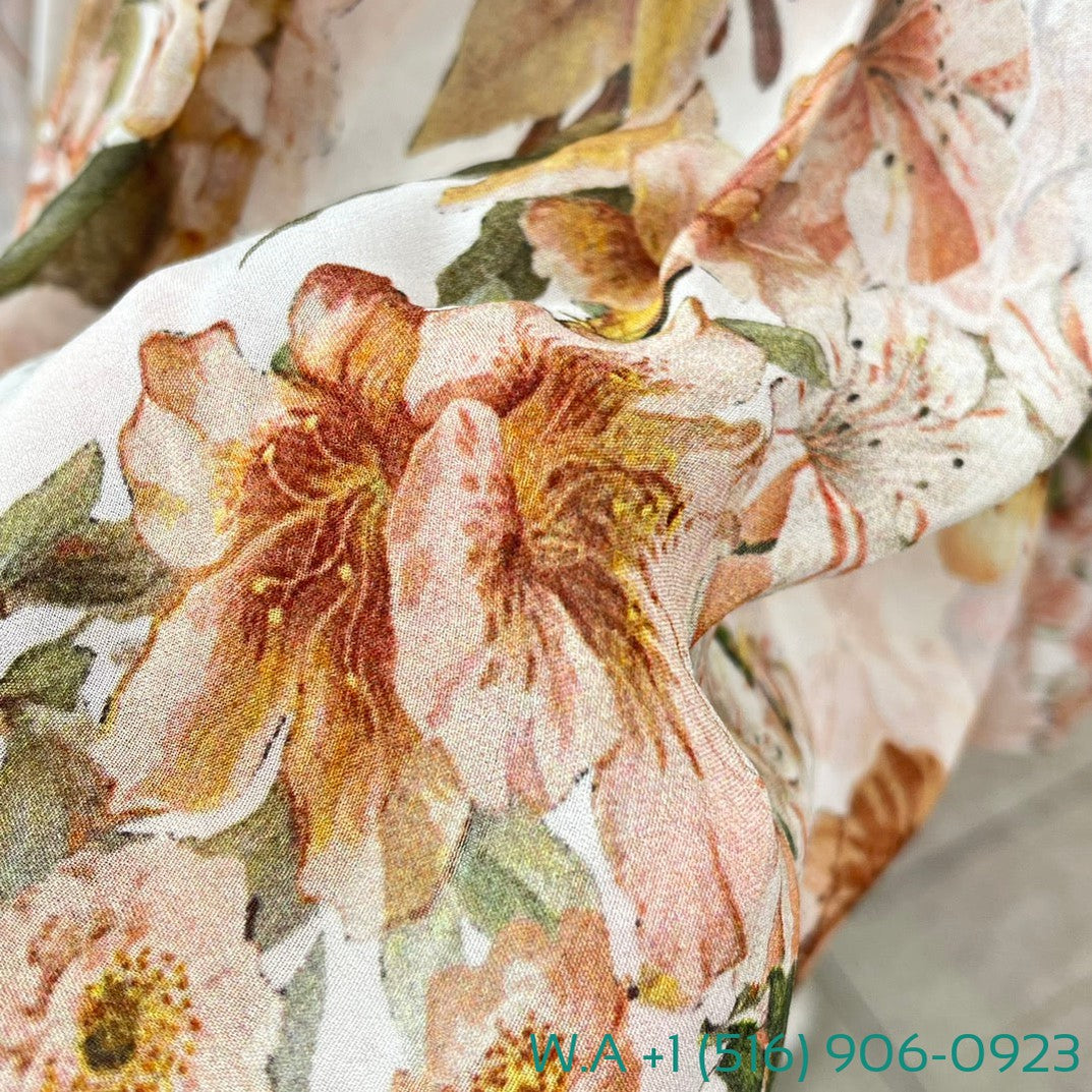 Zimmermann White Coral Floral Print V-Neck Pleated Mini Dress