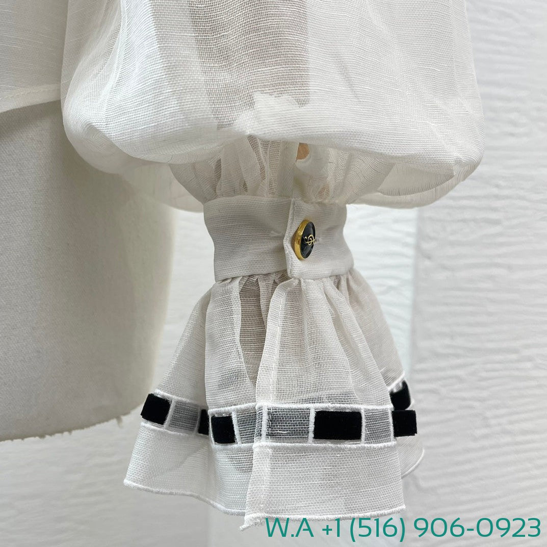 Zimmermann White Ruffles Long Sleeve Blouse Tops