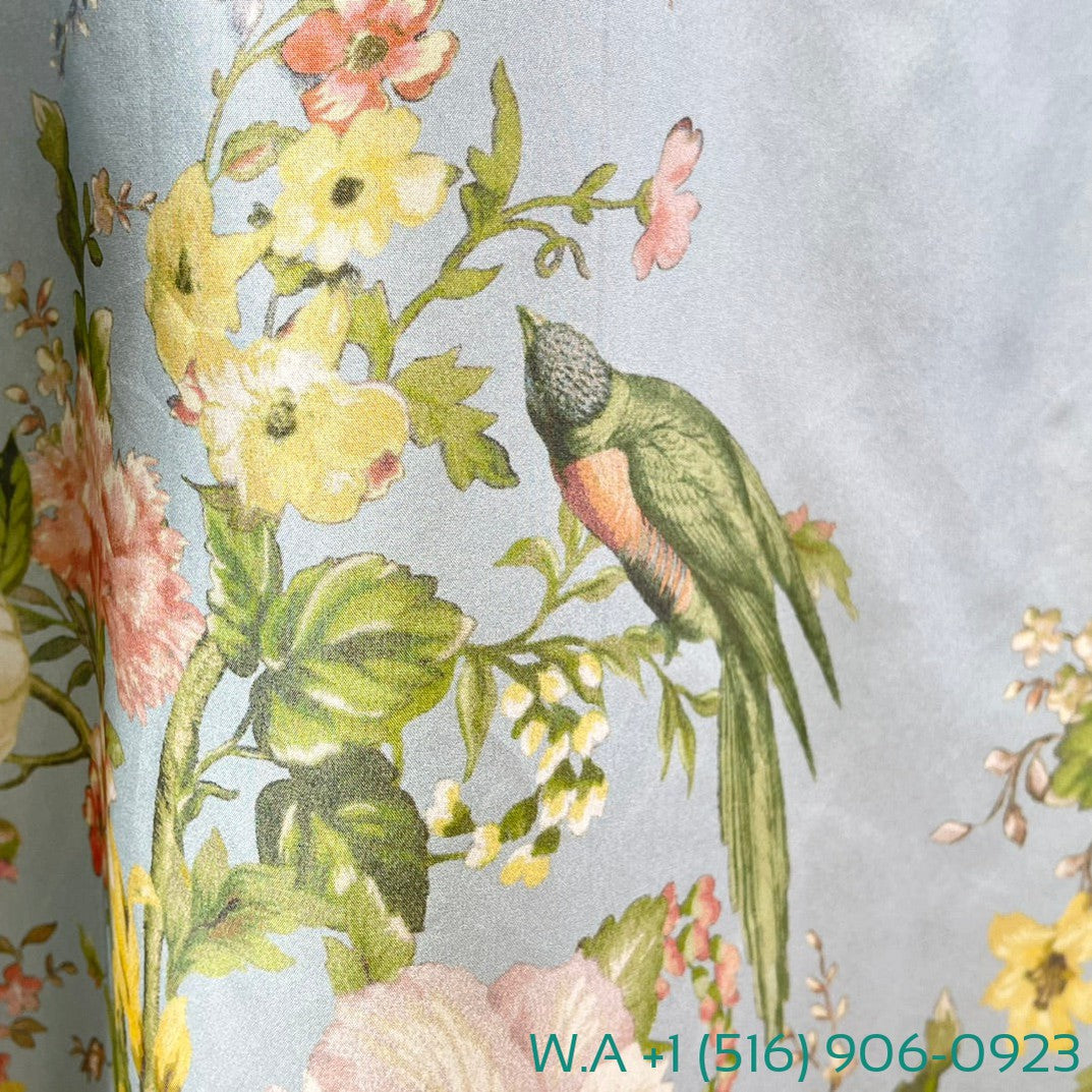 Zimmermann Sky Blue Floral Print Power Spinning Long Sleeve Blouse Tops