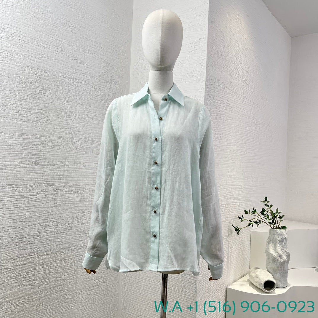 Zimmermann Mint Green Long Sleeve Blouse Tops