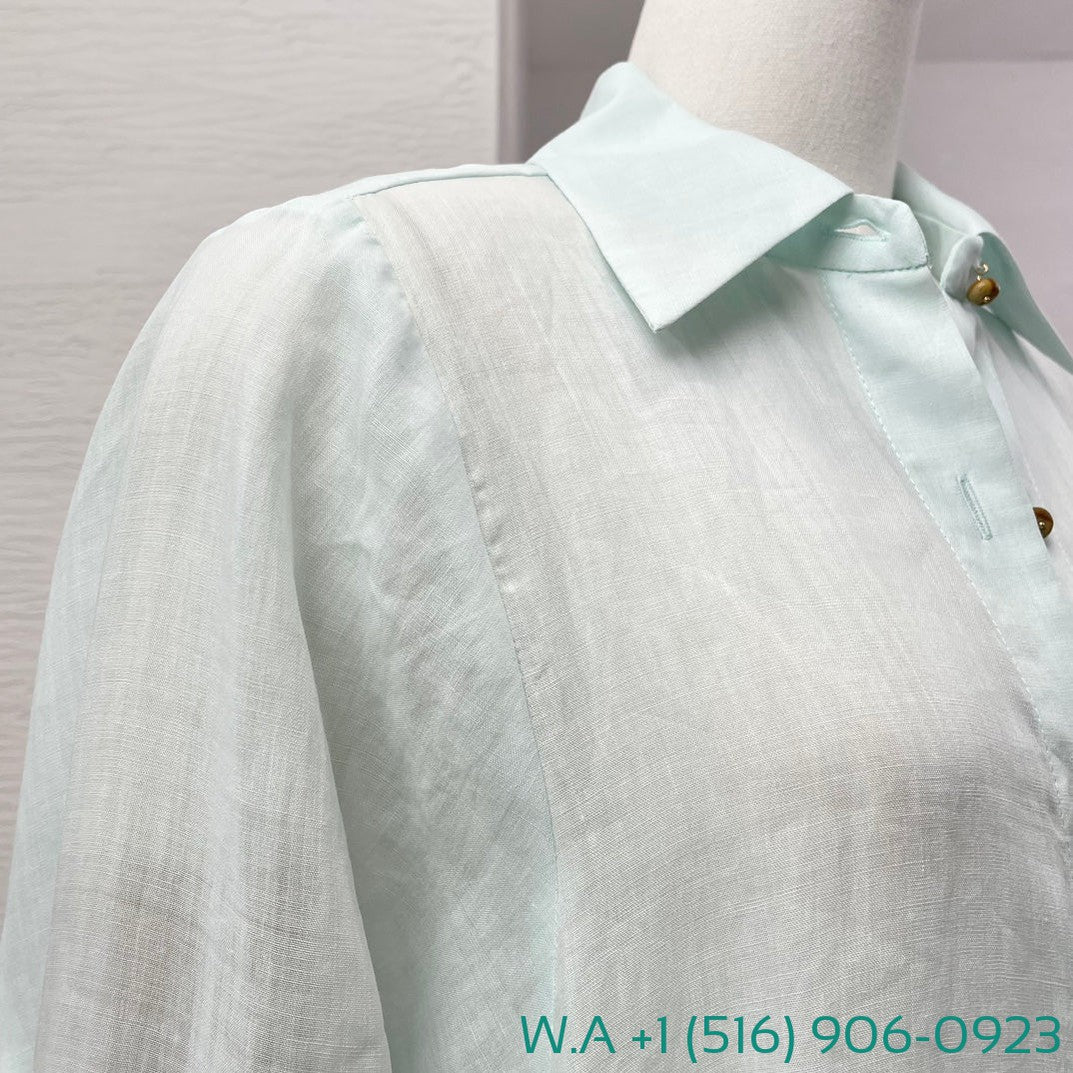 Zimmermann Mint Green Long Sleeve Blouse Tops