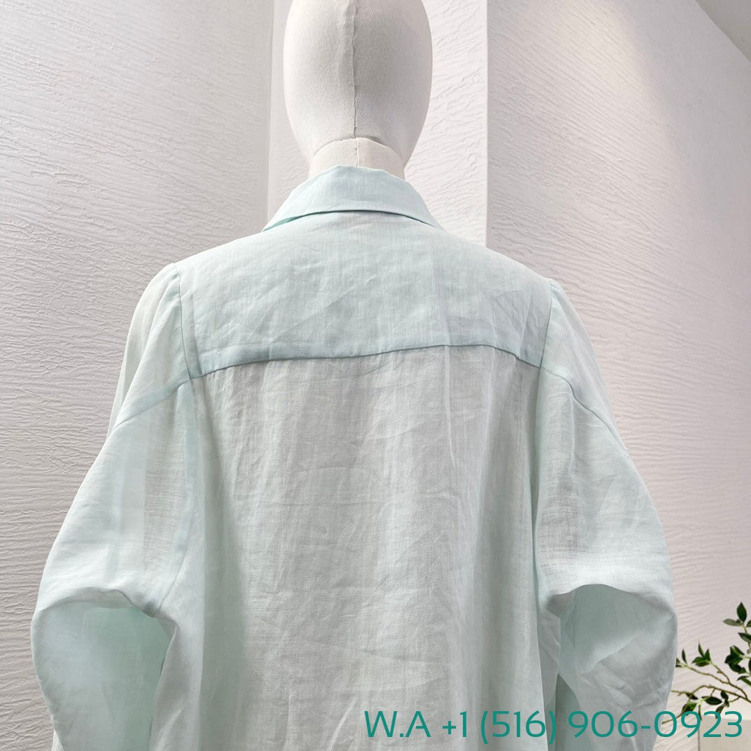 Zimmermann Mint Green Long Sleeve Blouse Tops