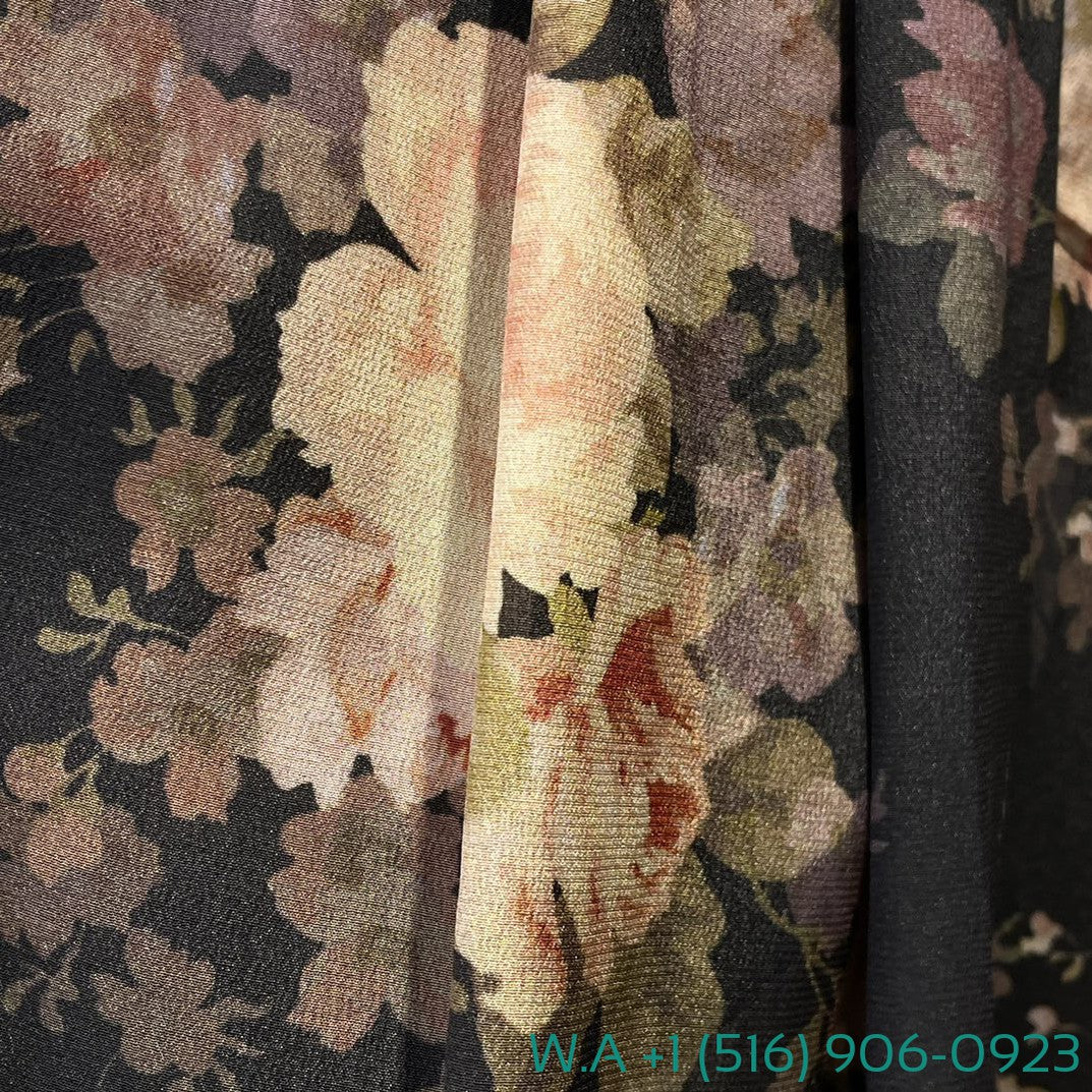 Zimmermann Black Floral Print Long Sleeve Blouse Tops And Bell Pants Set