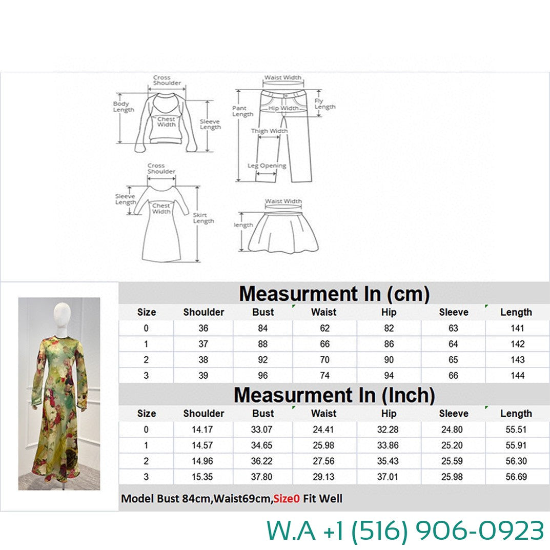 Zimmermann Wonderland Collection Peony Print Green Full Sleeve Long Dress