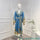 Zimmermann Blue Position Print Lantern Sleeve Wrap Dress