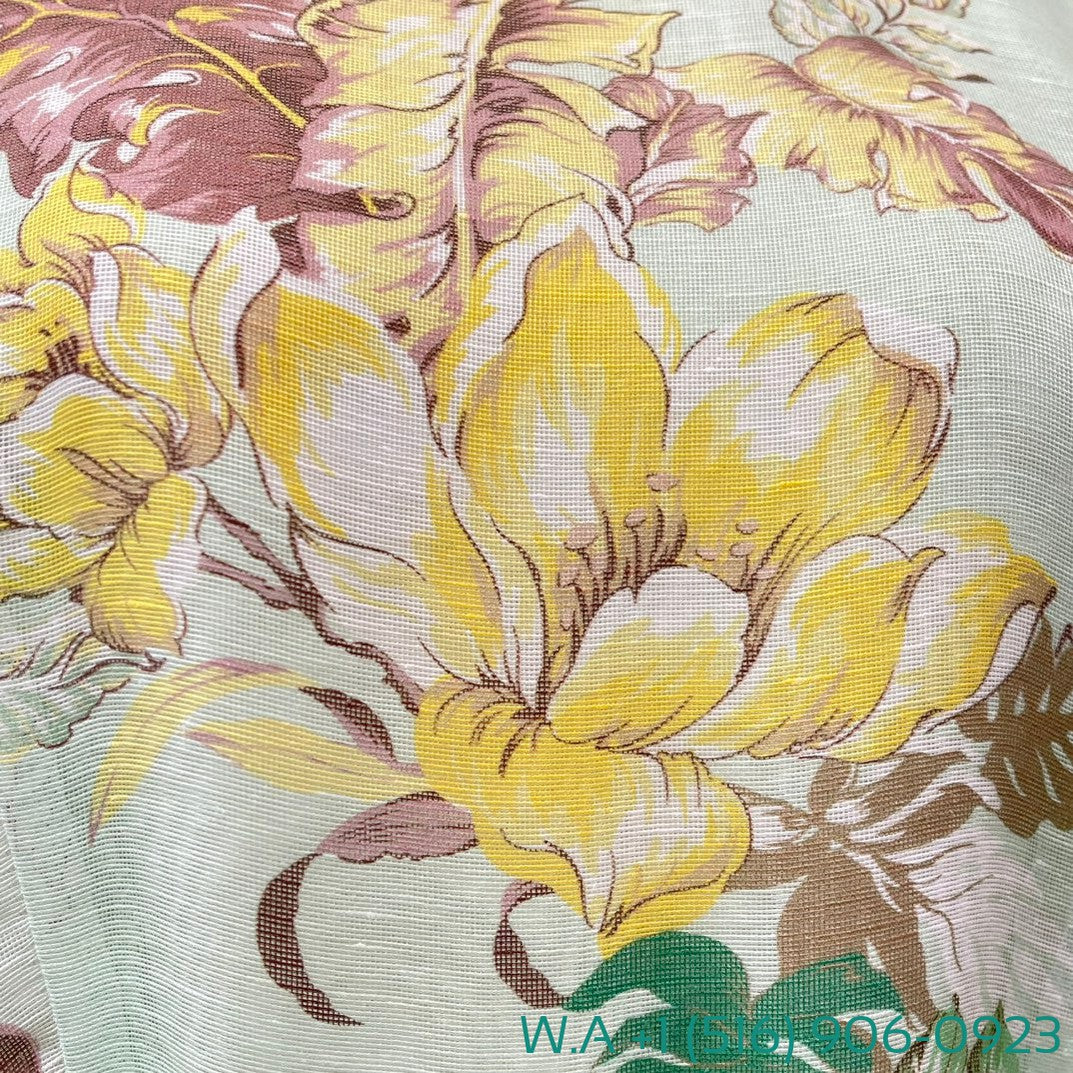 Zimmermann Floral Print Long Sleeve Mini Light Green Dress