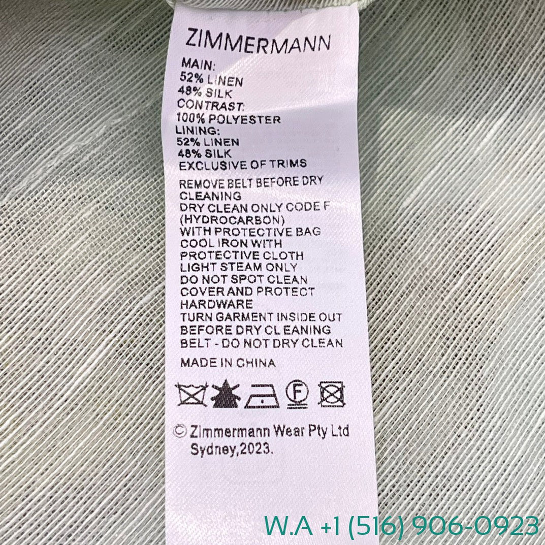 Zimmermann Floral Print Long Sleeve Mini Light Green Dress