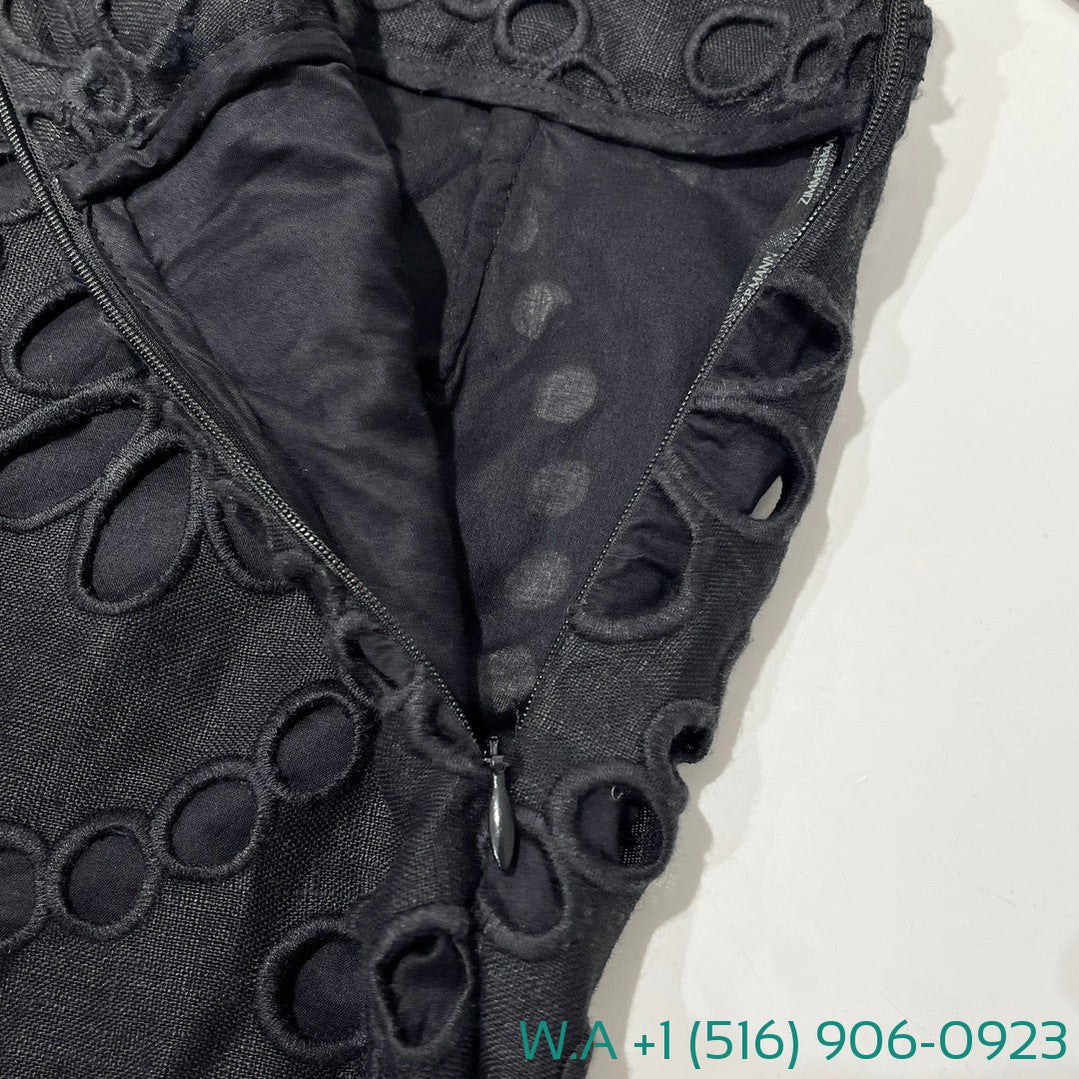 Zimmermann Black Hollow-Out Embroidery Long Pants