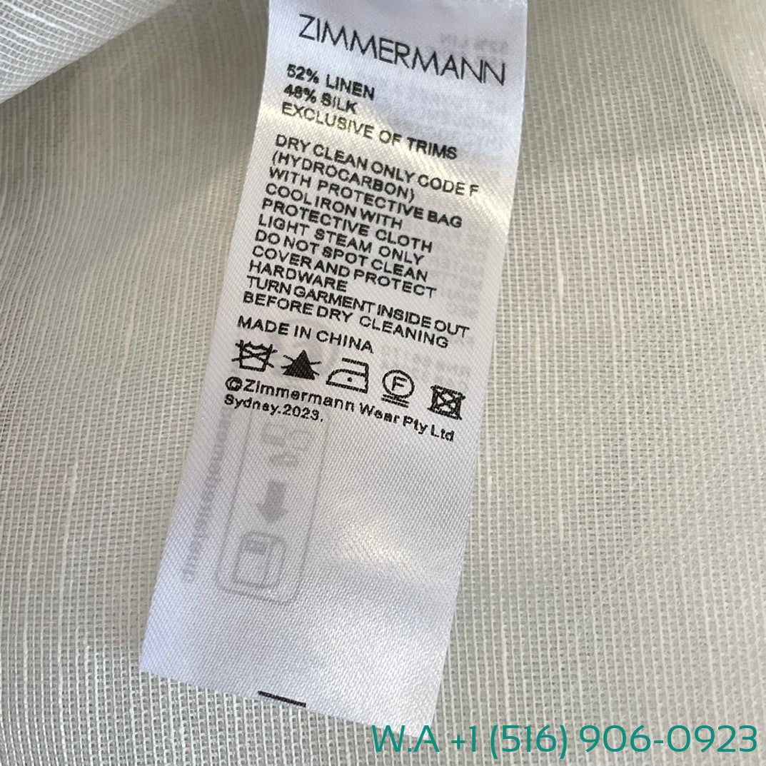 Zimmermann White Ruffles Long Sleeve Blouse Tops