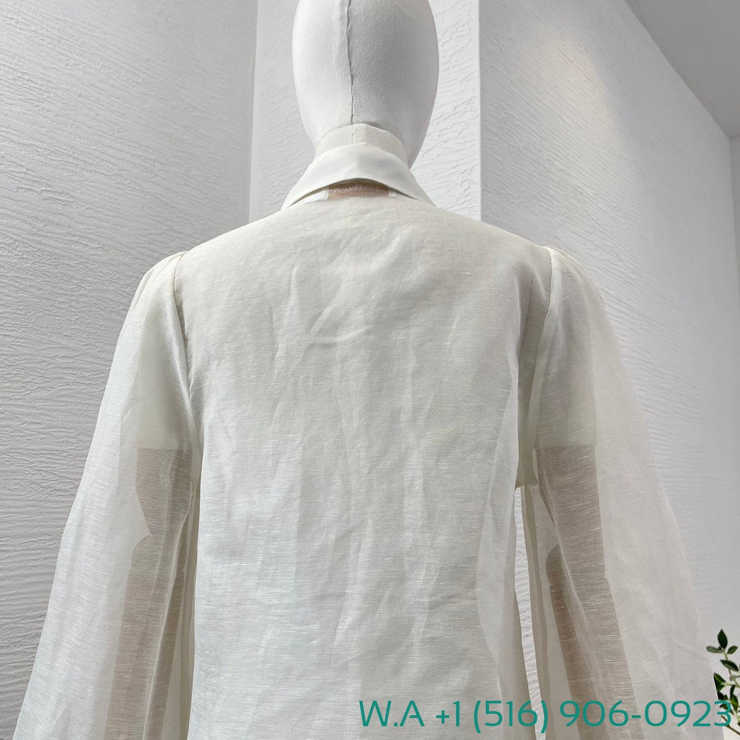 Zimmermann White Ruffles Long Sleeve Blouse Tops