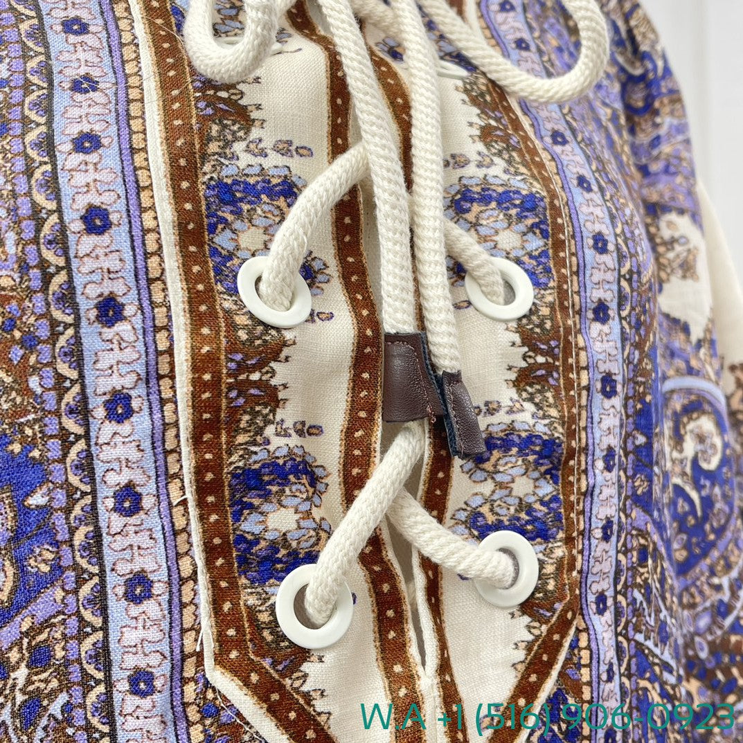 Zimmermann Violet Purple White Paisley Print Half Sleeve Mini Dress