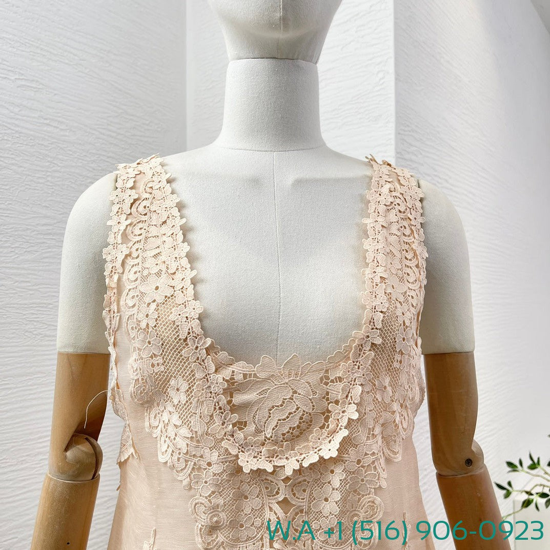 Zimmermann Lotus Pink Lace Hollow-Out Sleeveless Vest Tops