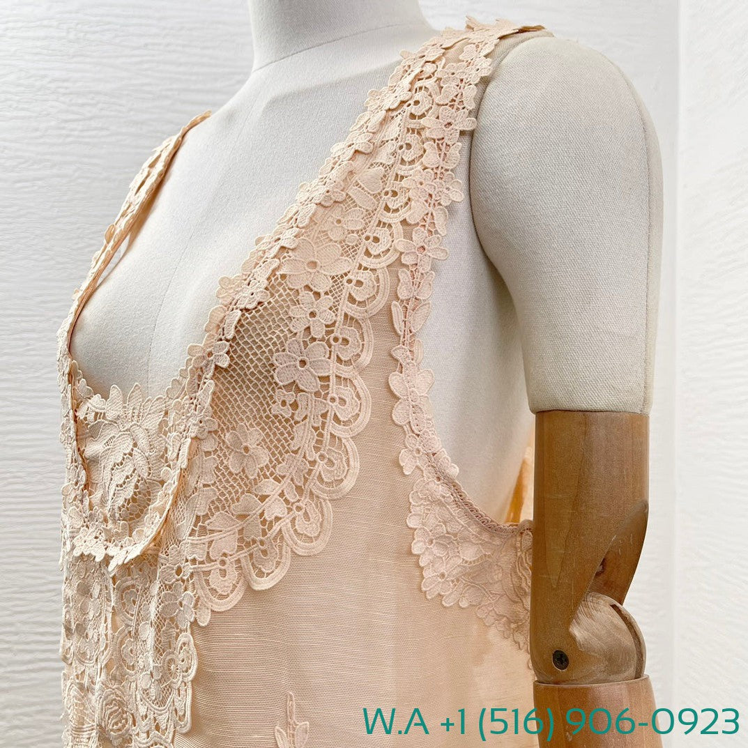 Zimmermann Lotus Pink Lace Hollow-Out Sleeveless Vest Tops