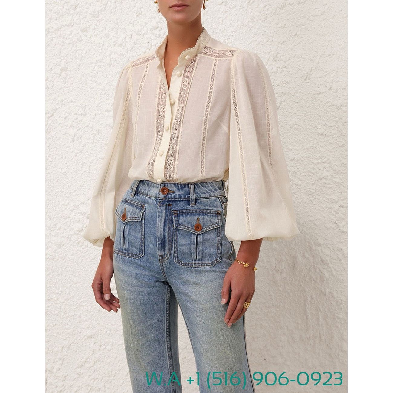 Zimmermann Cream White Long-Sleeve Blouse Tops